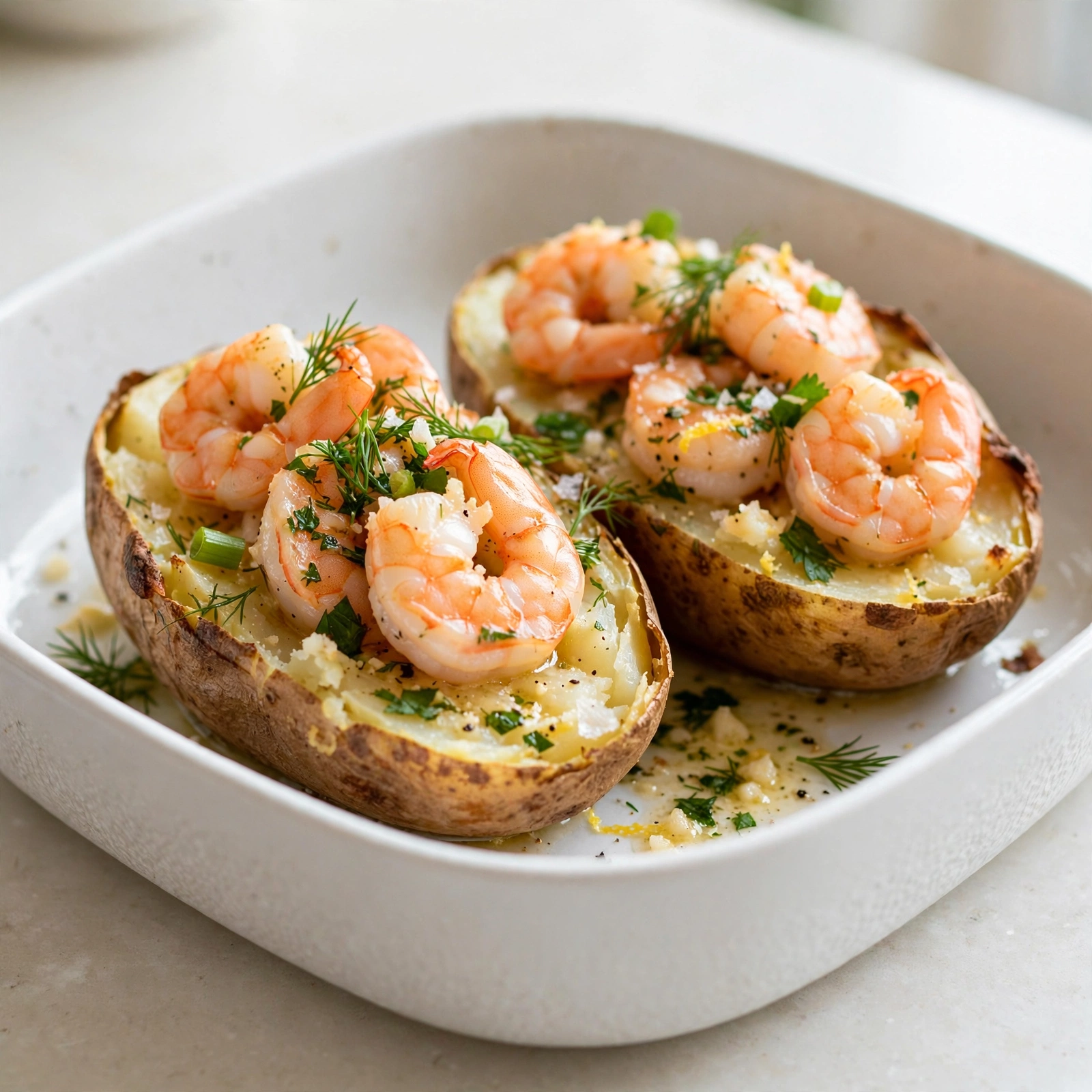 Baked Potatoes with Shrimp