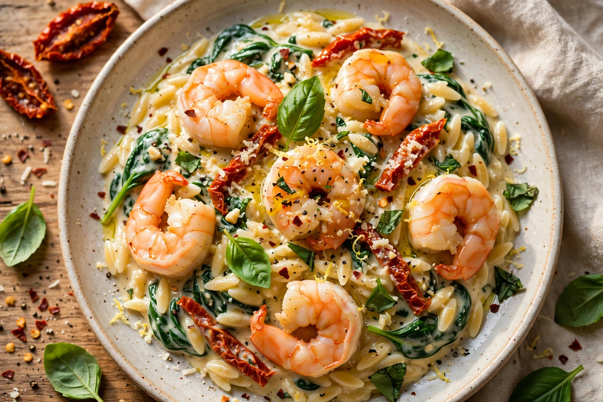 Creamy Tuscan Shrimp Orzo