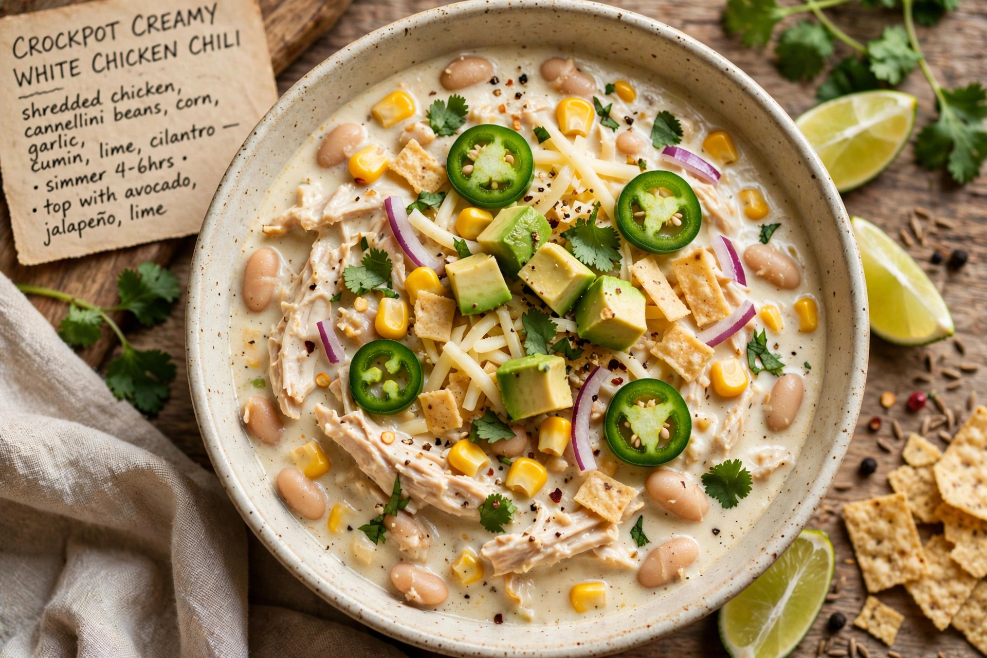 Crockpot Creamy White Chicken Chili